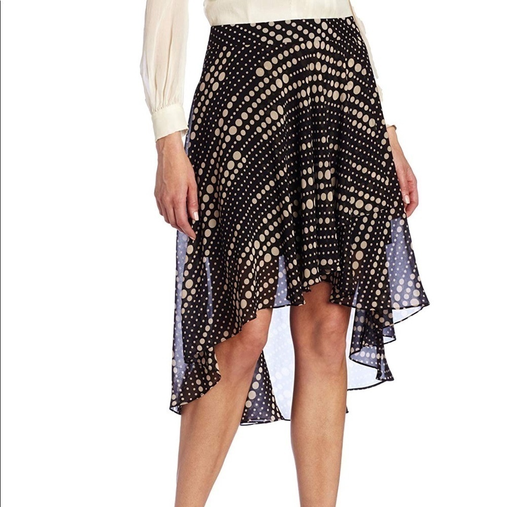 Kenneth Cole Hi-Low Black & White Polka Dot Skirt